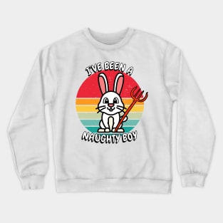 Cute white rabbit is a naughty boy Crewneck Sweatshirt